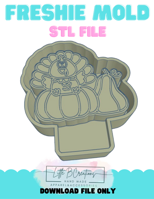 Turkey Sitting On Pumpkins STL File